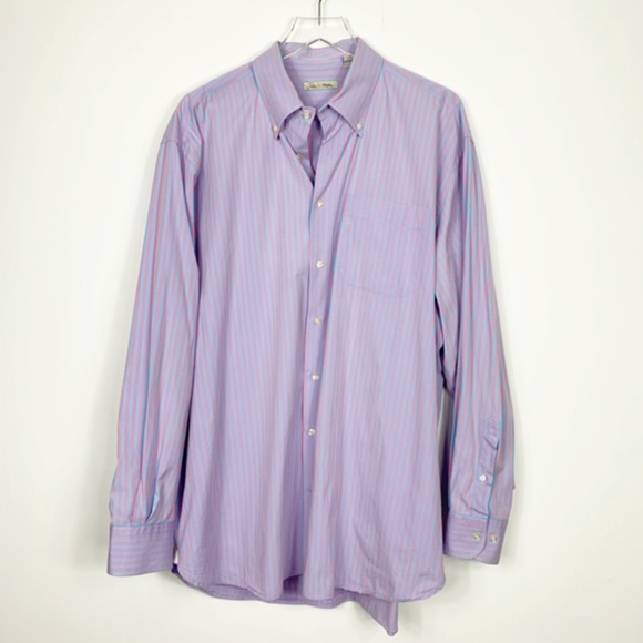 Peter Millar Blue/Pink Striped Button Down Shirt - Picture 3 of 8